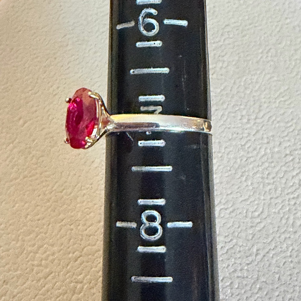 925 Sterling Silver Oval Ruby Solitaire Ring Size… - image 4